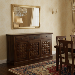 Diamond Design Sideboard 3 Door 3 Drawer (Walnut Finish)