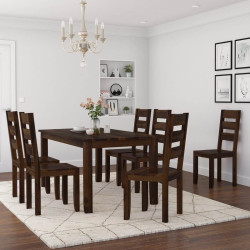 ANGEL FURNITURE Sheeasham Wood Kallang Dining Set Six Seater | Dining Table Set (WalnutFinish)