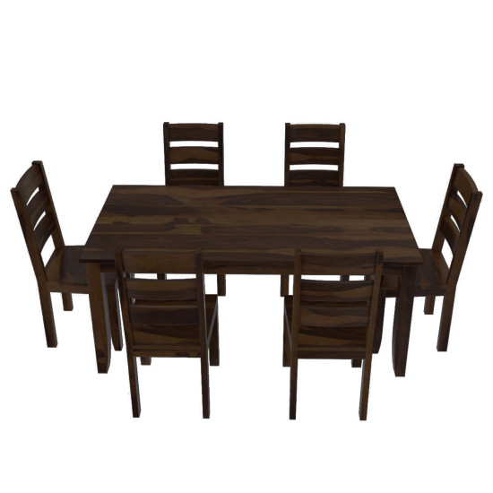 ANGEL FURNITURE Sheeasham Wood Kallang Dining Set Six Seater | Dining Table Set (WalnutFinish)