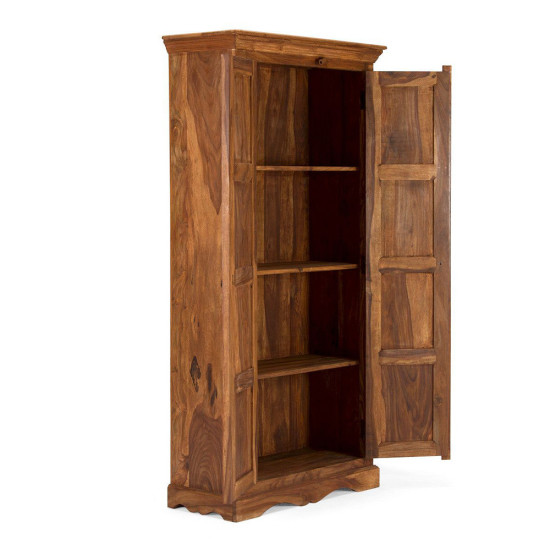 ANGEL FURNITURE Sheesham Wood Downton Classic Wardrobe | Bookshelf Storage (Honey Finish)