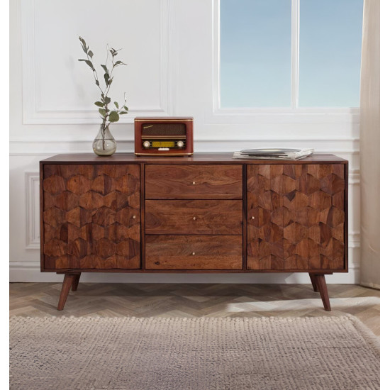 Geneva Sideboard with Three Drawer 145x40x75 CM (Honey Finish)