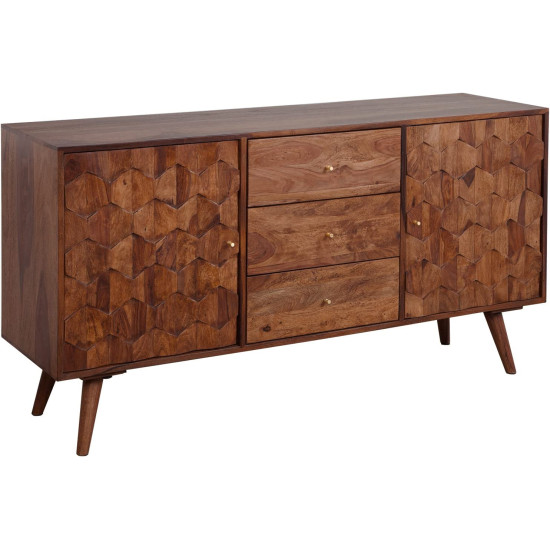 Geneva Sideboard with Three Drawer 145x40x75 CM (Honey Finish)
