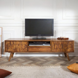 Hexagoanl Brick Design Entertainment Unit | Tv Unit (Honey Finish)