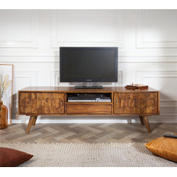 Hexagoanl Brick Design Entertainment Unit | Tv Unit (Honey Finish)