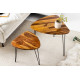 ANGEL FURNITURE Sheesham Wood Oval Shape Nested Coffee Table with Hairpin Legs in Honey Finish