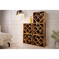 ANGEL FURNITURE Cube end Table Solid Wood (Wine Rack, Honey Finish)