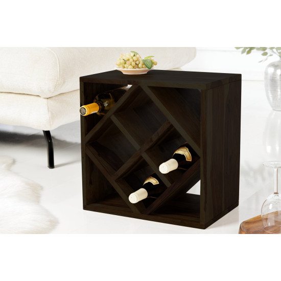 ANGEL FURNITURE Cube end Table Solid Wood (Wine Rack, Walnut Finish)