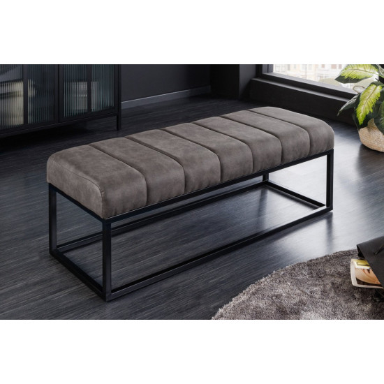 ANGEL FURNITURE Fresno Long Ottoman Cum Bench | Hallway Bench | Dining Bench | Extra Seating 108x40x40 CM (Davy Gray)