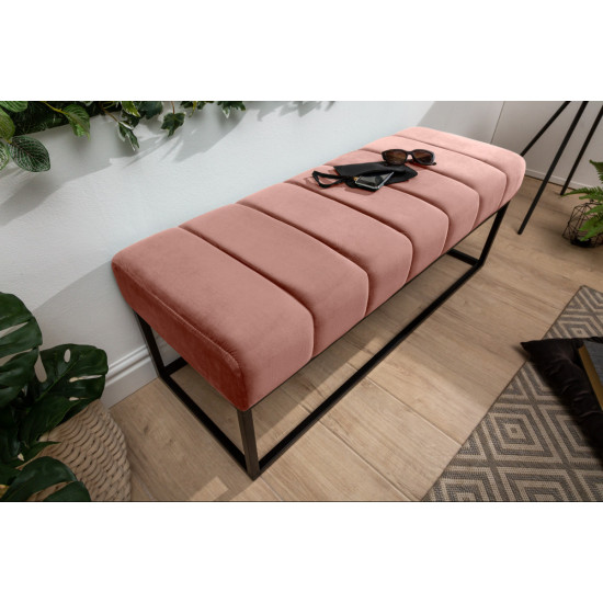 ANGEL FURNITURE Fresno Long Ottoman Cum Bench | Hallway Bench | Dining Bench | Extra Seating 108x40x40 CM (RUDDY Pink)