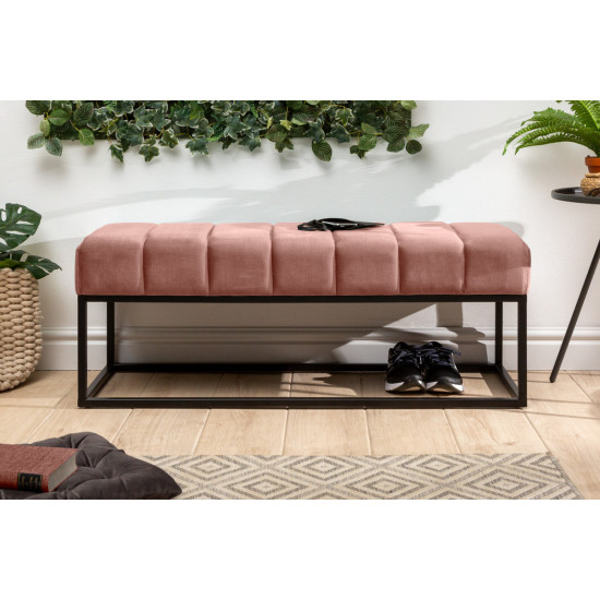 ANGEL FURNITURE Fresno Long Ottoman Cum Bench | Hallway Bench | Dining Bench | Extra Seating 108x40x40 CM (RUDDY Pink)