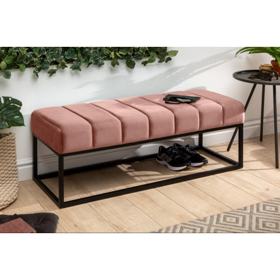 ANGEL FURNITURE Fresno Long Ottoman Cum Bench | Hallway Bench | Dining Bench | Extra Seating 108x40x40 CM (RUDDY Pink)