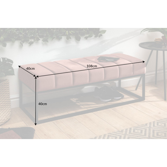 ANGEL FURNITURE Fresno Long Ottoman Cum Bench | Hallway Bench | Dining Bench | Extra Seating 108x40x40 CM (RUDDY Pink)