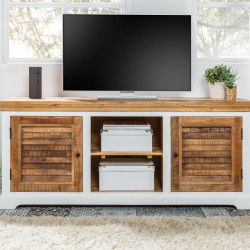 ANGEL FURNITURE Whitewave Solid Wood Tv Cabinet Two Door Storage Unit | Entertainment Unit 160x70x45 CM (Tv Unit)