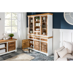 Angel Furniture Whitewave Solid Wood Crockery Cabinet | Large Hutch Cabinet | Kitchen Storage Furniture 150x45x180 CM (Crockery Cabinet)