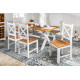 ANGEL FURNITURE Whitewave Solid Wood Six Seater Dining Set with Bench | Full Size Dining Set | Rustic Dining Set (Dining Set 6 Seater) ANGEL FURNITURE Whitewave Solid Wood Six Seater Dining Set with Bench | Full Size Dining Set | Rustic Dining Set (Dining Set 6 Seater)