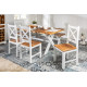 ANGEL FURNITURE Whitewave Solid Wood Six Seater Dining Set with Bench | Full Size Dining Set | Rustic Dining Set (Dining Set 6 Seater)