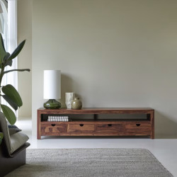 Timeless Long Storage TV Unit 200x45x50 CM Honey Finish