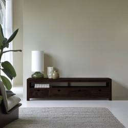 Timeless Long Storage TV Unit 200x45x50 CM Walnut Finish