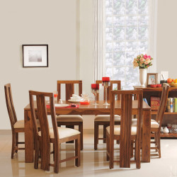 Angel Furniture Dallas Solid Sheesham Wood Dining Set Six Seater (Honey Finish)