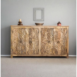 Sideboard with Carved Doors – Natural Finish (Large)