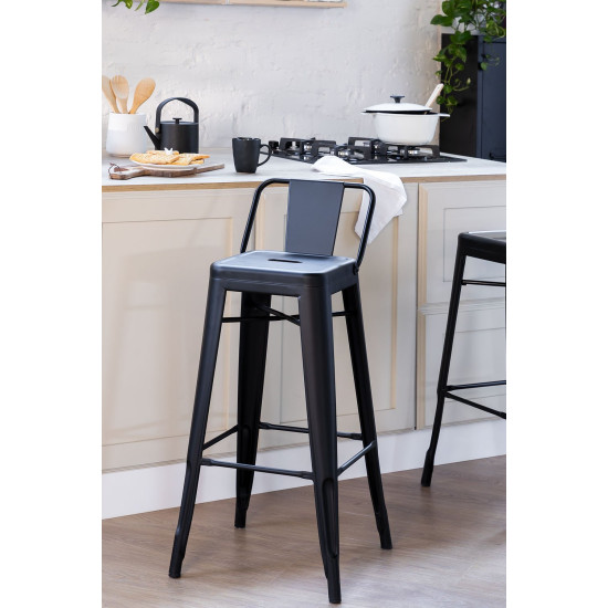 Metal Bar Stool In Black