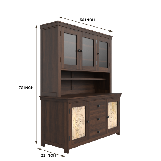 Mandala Kitchen Cabinet Walnut Finish