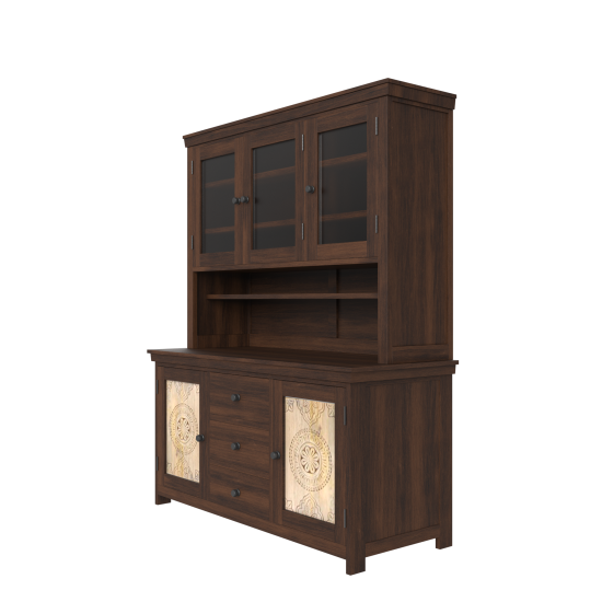 Mandala Kitchen Cabinet Walnut Finish