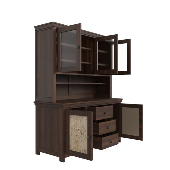 Mandala Kitchen Cabinet Walnut Finish