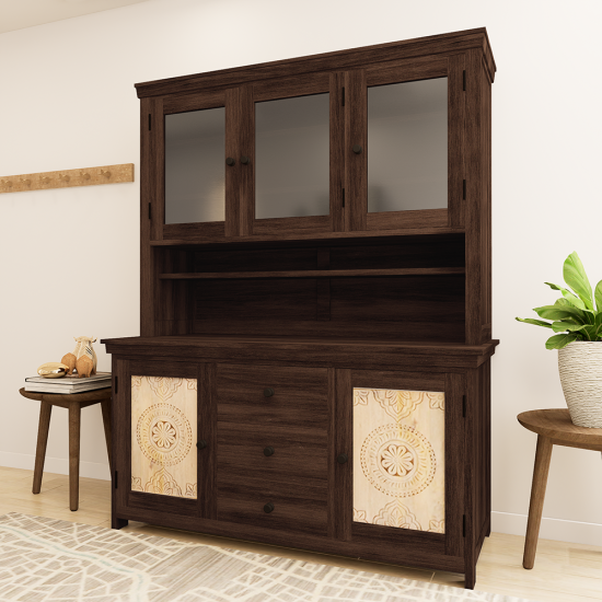 Mandala Kitchen Cabinet Walnut Finish