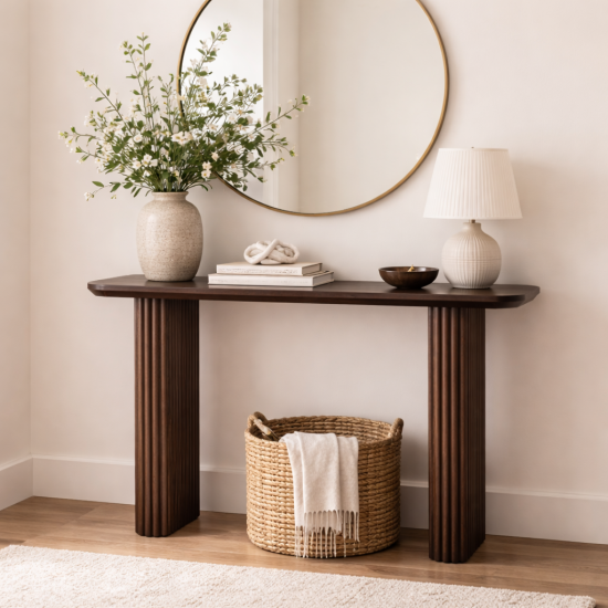 Grafton Console Table Fluted Legs Wenge Finish Sheesham Wood