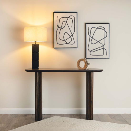 Grafton Console Table Fluted Legs Wenge Finish Sheesham Wood