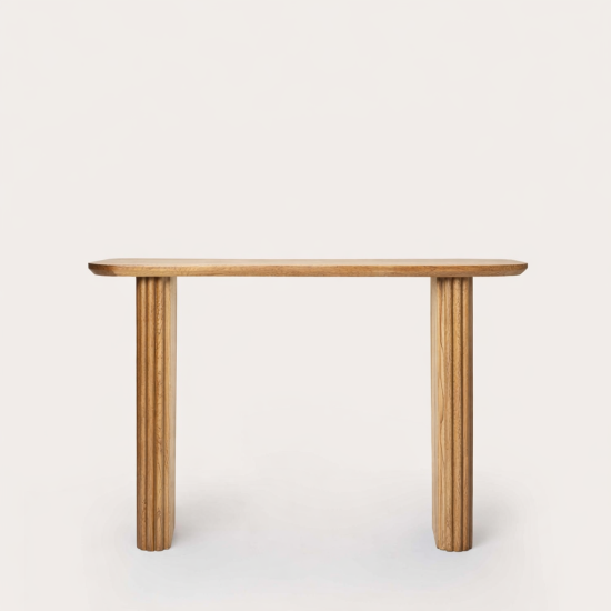 Grafton Console Table Fluted Legs Oak Finish Mango Wood