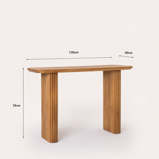 Grafton Console Table Fluted Legs Oak Finish Mango Wood