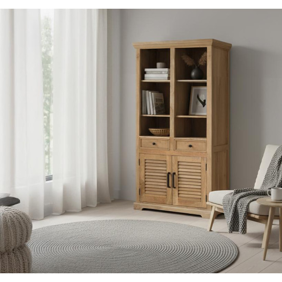 ANGEL FURNITURE Munich Solid Mango Wood Bookshelf Natural Finish