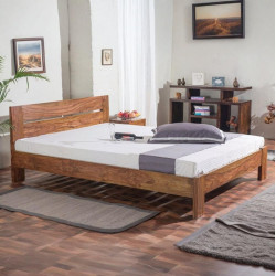 Mayfield Sheesham Wood Queen Size Platform Non Storage Bed (Honey)