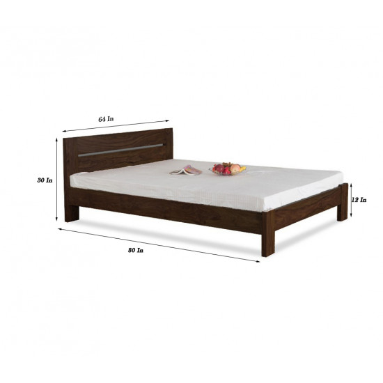 Mayfield Sheesham Wood Queen Size Platform Non Storage Bed (Walnut)