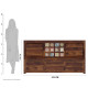 Sheesham Wood Bed with Storage, Ceramic Tile Headboard Honey Finish
