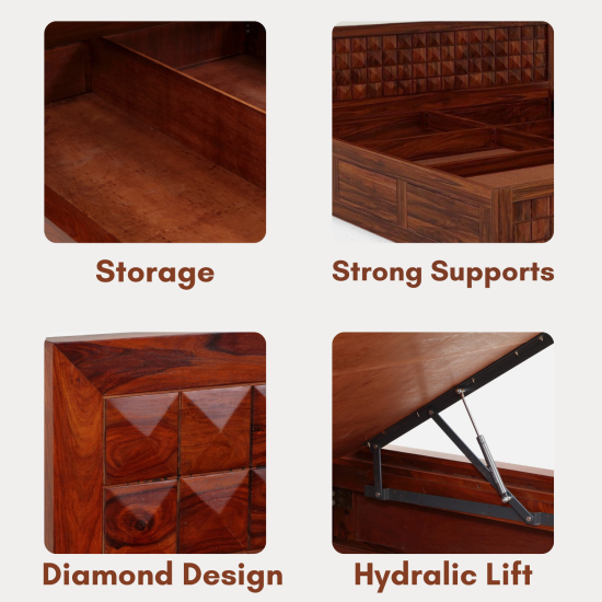 Majesta Diamond Sheesham Wood Bed, (Box Storage King and Queen Size) 3 Year Warranty Majesta Diamond Sheesham Wood Bed, (Box Storage King and Queen Size) 3 Year Warranty