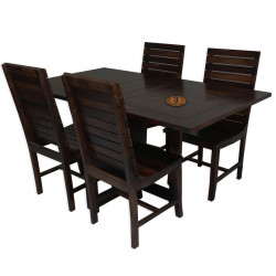 Modish Sheesham Wood Four Seater Dining Table Set (Walnut Finish) 