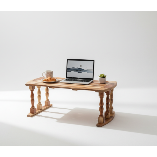Sheesham Wood Breakfast Serving Bed Table / Laptop Table 24X12X9 Inch LxWxH in Natural Finish