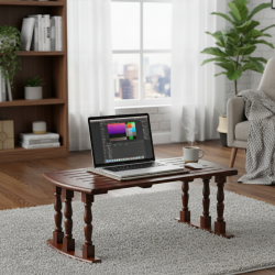 Sheesham Wood Breakfast Serving Bed Table / Laptop Table 24X12X9 Inch LxWxH in Walnut Finish