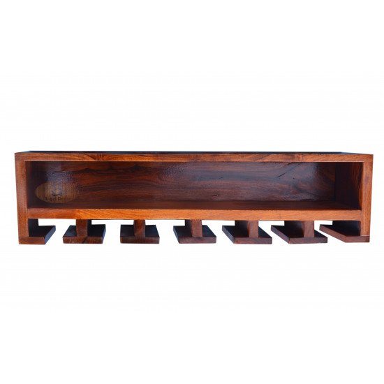 Wall Mounting Sheesham Wood Wine Rack - Honey Finish