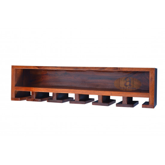 Wall Mounting Sheesham Wood Wine Rack - Honey Finish