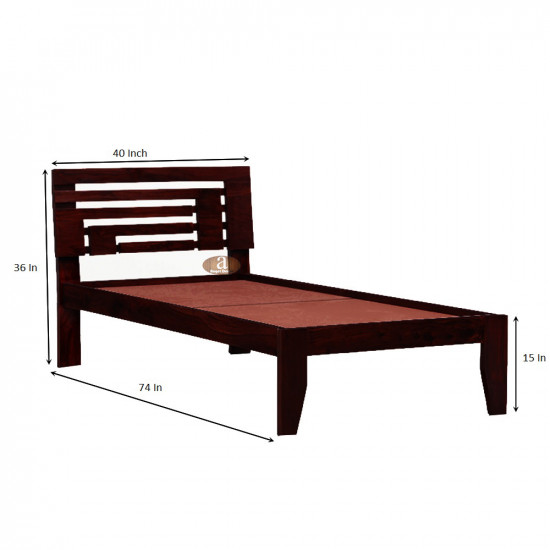 Livingston Solid Sheesham Wood Handmade Modern Single bed (Walnut)