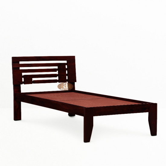 Livingston Solid Sheesham Wood Handmade Modern Single bed (Walnut)