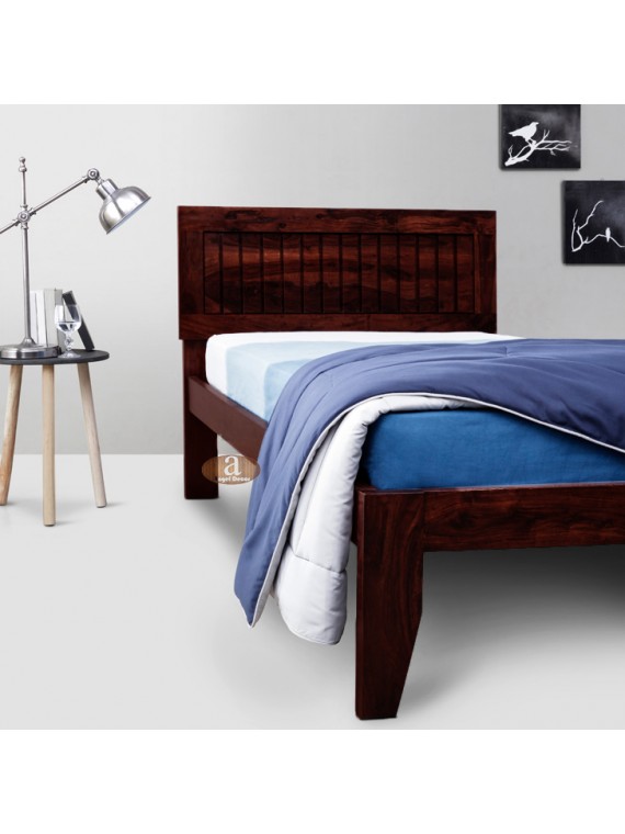 Rotorua Solid Sheesham Wood Handmade Modern Single bed (Walnut)