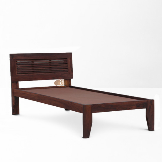 Elegant Solid Sheesham Wood Handmade Modern Single bed (Walnut)