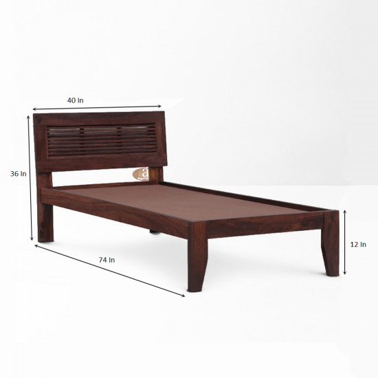 Elegant Solid Sheesham Wood Handmade Modern Single bed (Walnut)