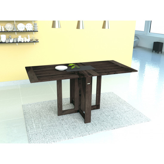 Sheesham Wood Folding Dining Table Stripped Top - Walnut