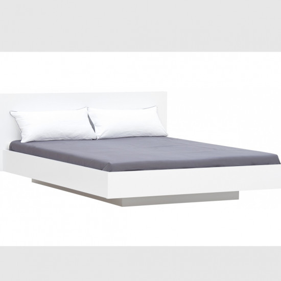Queen Size Solid Wood Platform Non Storage Floating Bed White